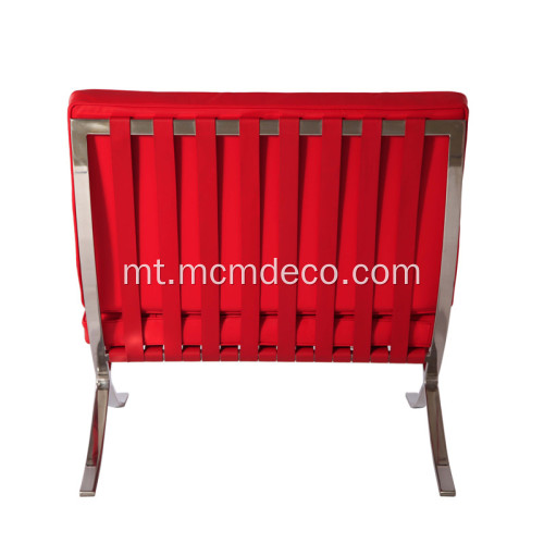 Għamara Klassika Moderna Barċellona Lounge Chair tal-Ġilda